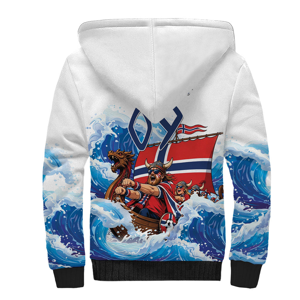 Custom Norway Viking Row - Alt for Norge Sherpa Hoodie Norge Football Supporter Wave Edition
