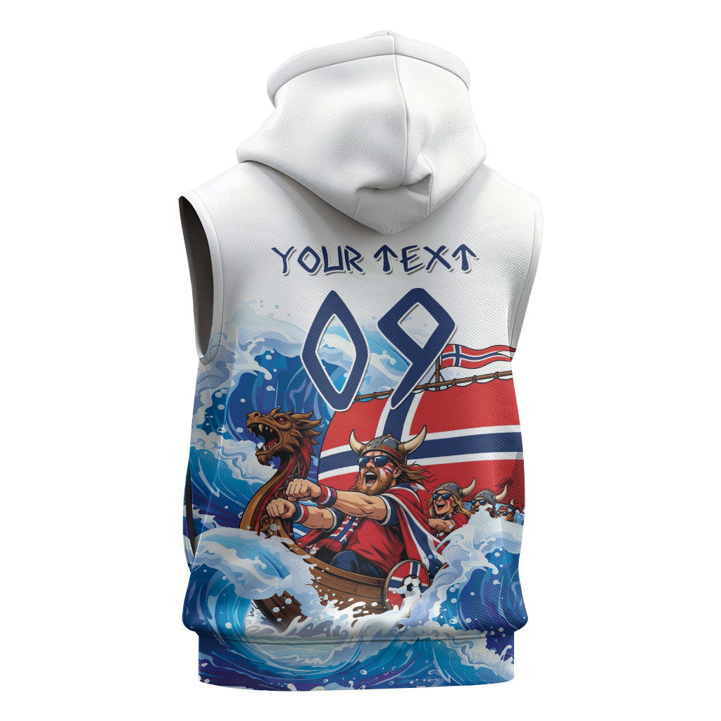 Custom Norway Viking Row - Alt for Norge Sleeveless Hoodie Norge Football Supporter Wave Edition