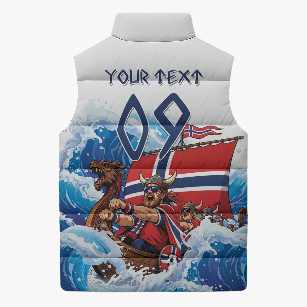 Custom Norway Viking Row - Alt for Norge Sleeveless Puffer Jacket Norge Football Supporter Wave Edition