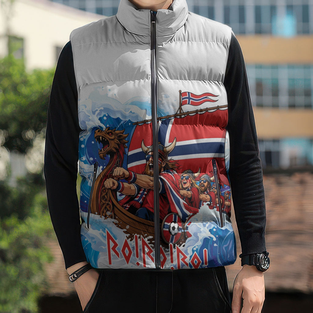 Custom Norway Viking Row - Alt for Norge Sleeveless Puffer Jacket Norge Football Supporter Wave Edition