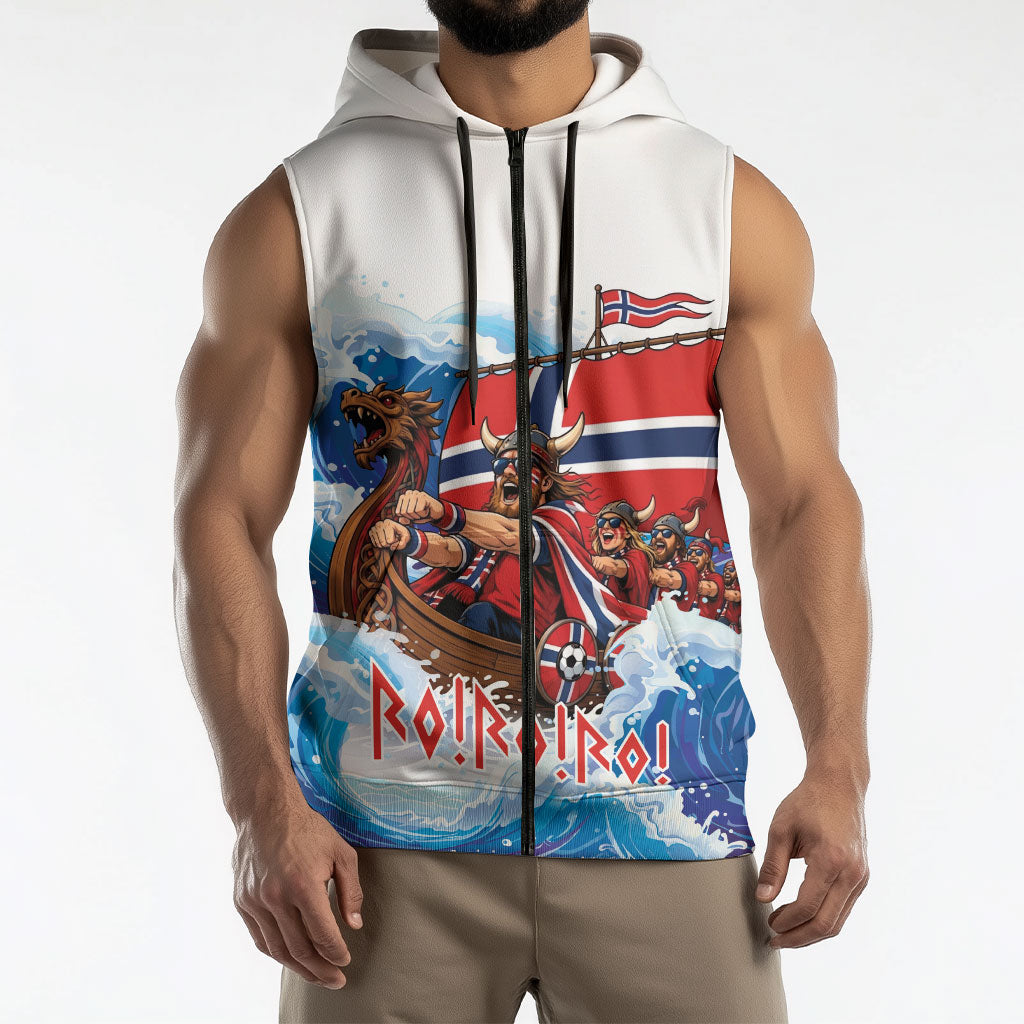 Custom Norway Viking Row - Alt for Norge Sleeveless Zip Hoodie Norge Football Supporter Wave Edition