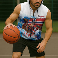 Custom Norway Viking Row - Alt for Norge Sleeveless Zip Hoodie Norge Football Supporter Wave Edition