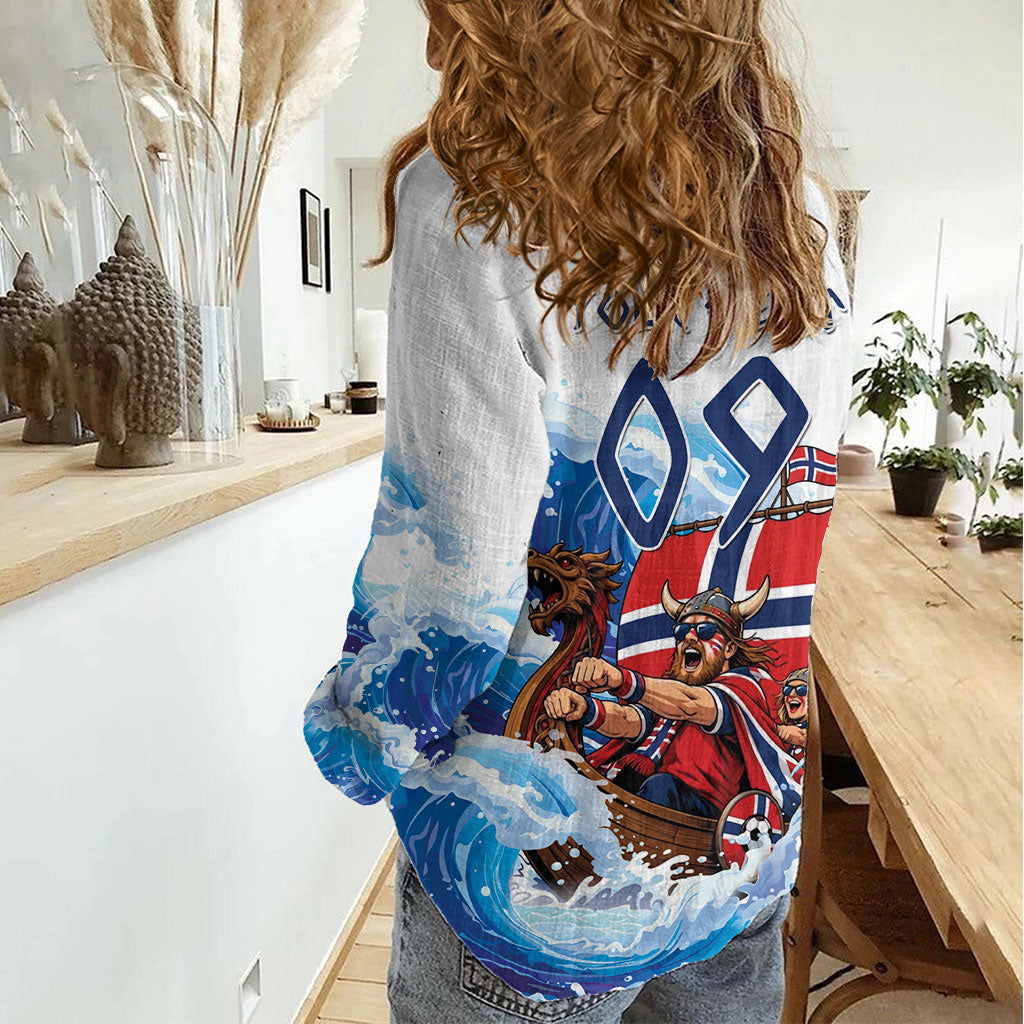 Custom Norway Viking Row - Alt for Norge Women Casual Shirt Norge Football Supporter Wave Edition