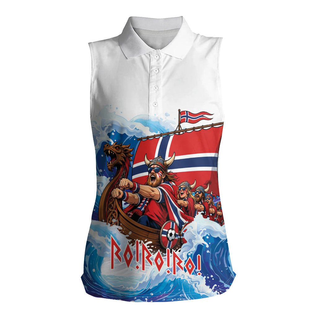 Custom Norway Viking Row - Alt for Norge Women Sleeveless Polo Shirt Norge Football Supporter Wave Edition