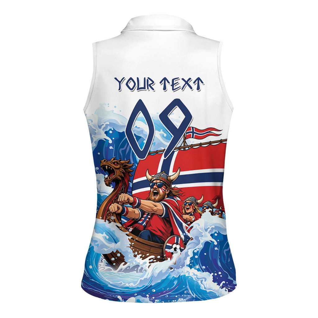 Custom Norway Viking Row - Alt for Norge Women Sleeveless Polo Shirt Norge Football Supporter Wave Edition