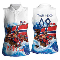 Custom Norway Viking Row - Alt for Norge Women Sleeveless Polo Shirt Norge Football Supporter Wave Edition