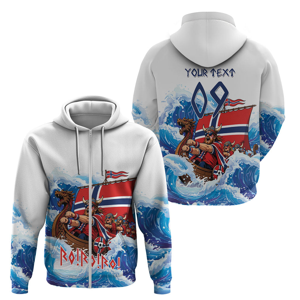 Custom Norway Viking Row - Alt for Norge Zip Hoodie Norge Football Supporter Wave Edition