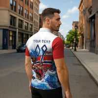 Custom Norway Viking Row - Alt for Norge Zipper Polo Shirt Norge Football Supporter Wave Edition