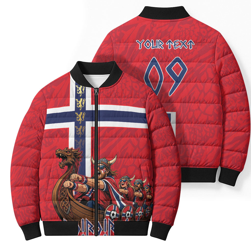 Custom Norway Viking Row - Alt for Norge Bomber Puffer Jacket Norge Football Supporter Flag Edition