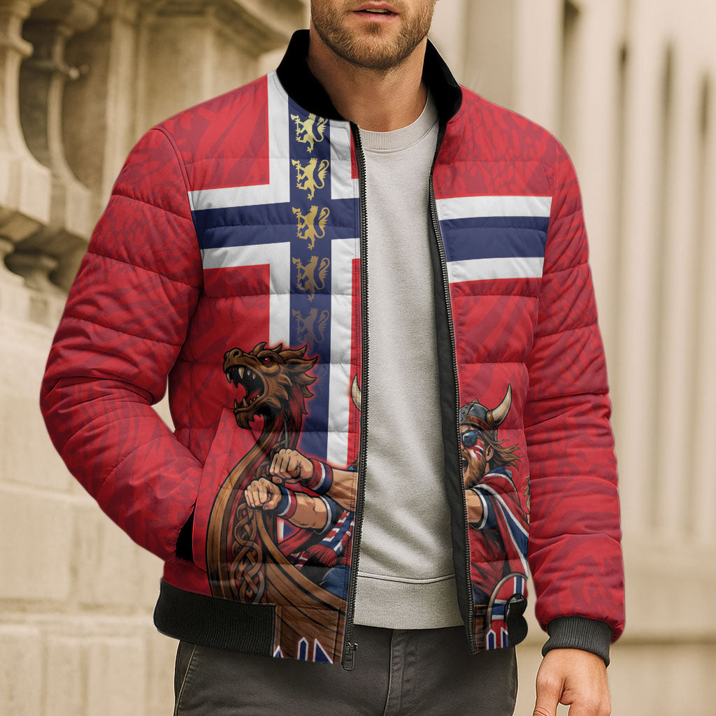 Custom Norway Viking Row - Alt for Norge Bomber Puffer Jacket Norge Football Supporter Flag Edition