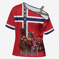 Custom Norway Viking Row - Alt for Norge Cross Shoulder Shirt Norge Football Supporter Flag Edition