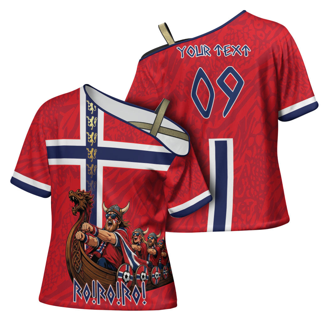 Custom Norway Viking Row - Alt for Norge Cross Shoulder Shirt Norge Football Supporter Flag Edition