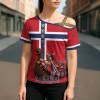 Custom Norway Viking Row - Alt for Norge Cross Shoulder Shirt Norge Football Supporter Flag Edition