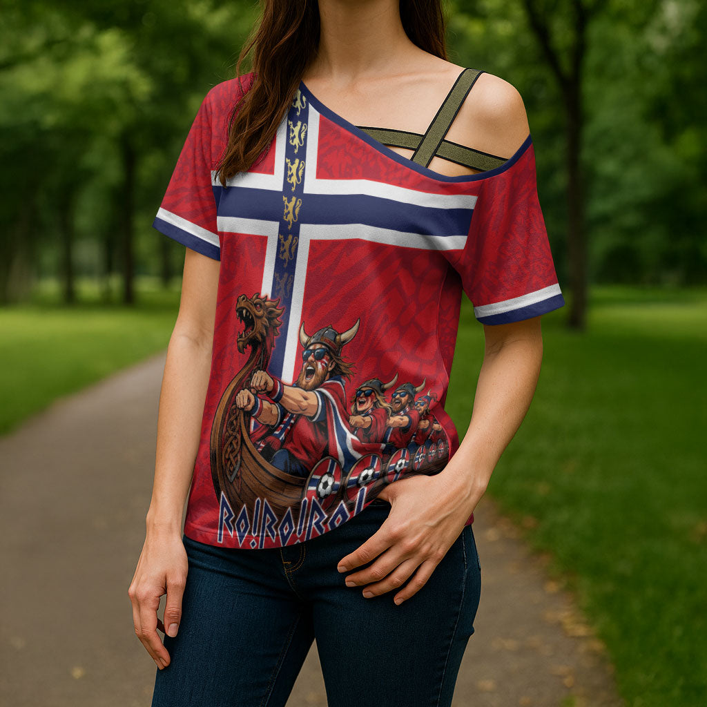 Custom Norway Viking Row - Alt for Norge Cross Shoulder Shirt Norge Football Supporter Flag Edition