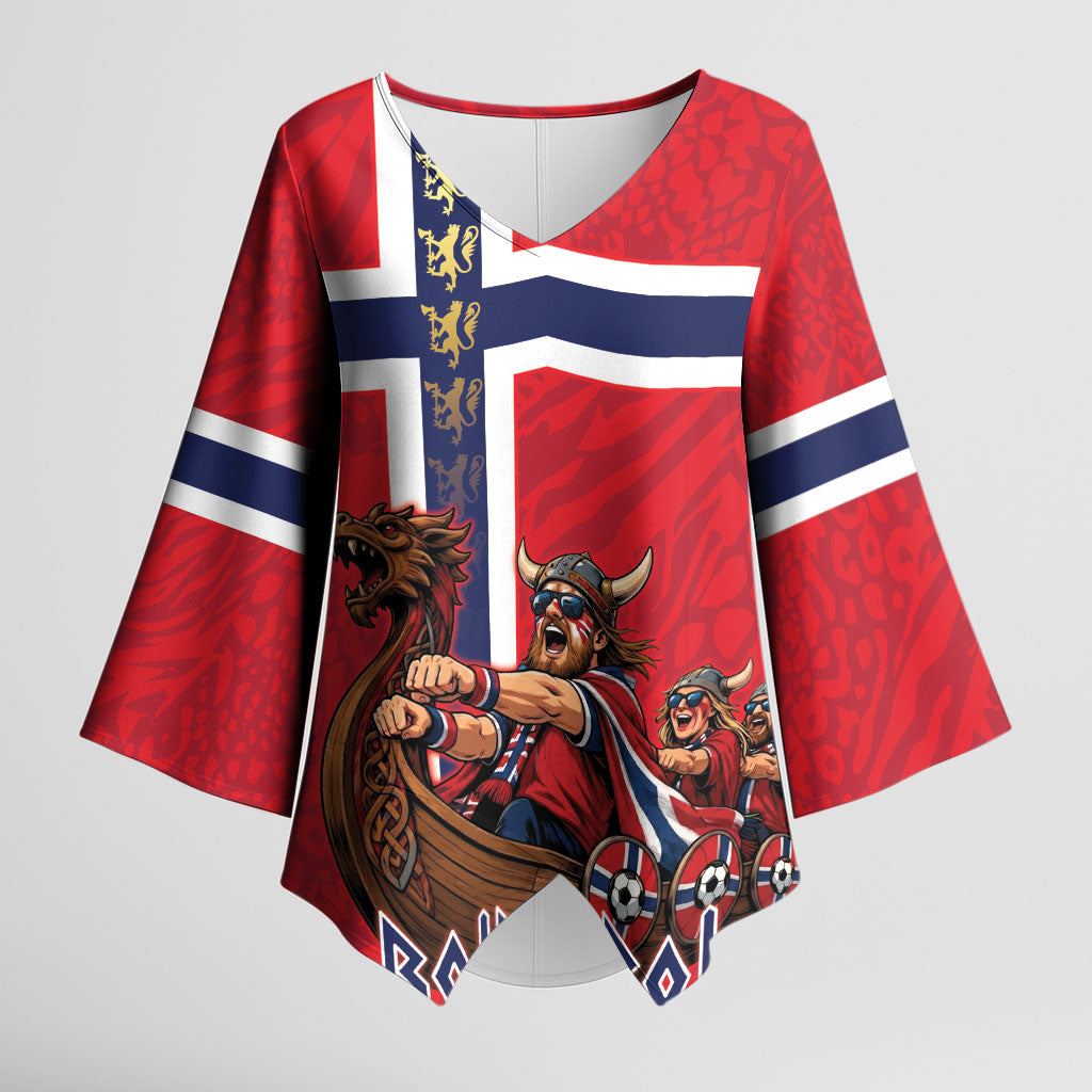 Custom Norway Viking Row - Alt for Norge Kimono Sleeve Blouse Norge Football Supporter Flag Edition