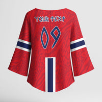 Custom Norway Viking Row - Alt for Norge Kimono Sleeve Blouse Norge Football Supporter Flag Edition