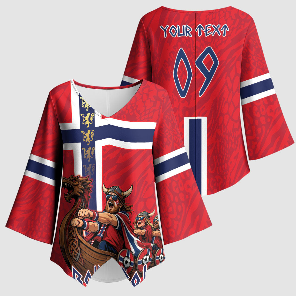 Custom Norway Viking Row - Alt for Norge Kimono Sleeve Blouse Norge Football Supporter Flag Edition
