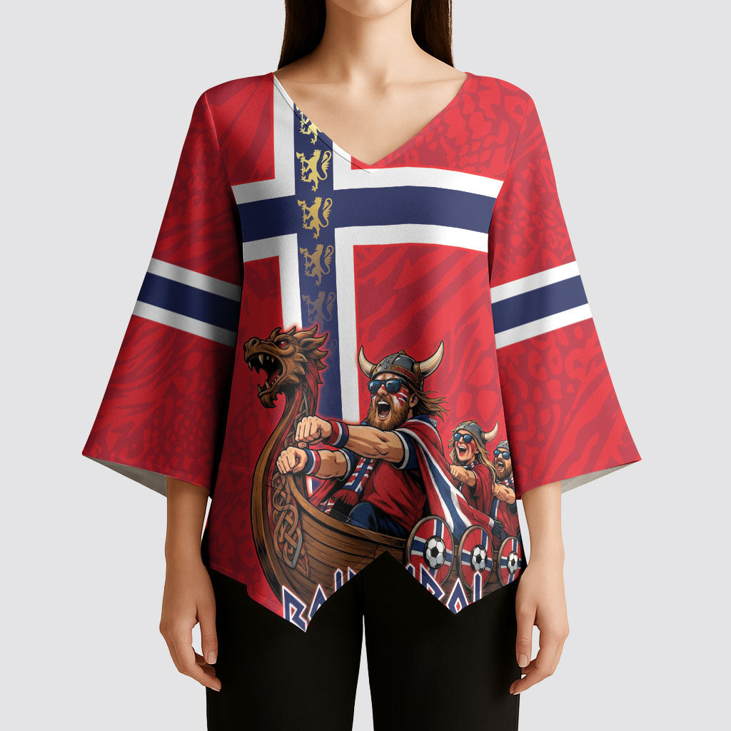 Custom Norway Viking Row - Alt for Norge Kimono Sleeve Blouse Norge Football Supporter Flag Edition