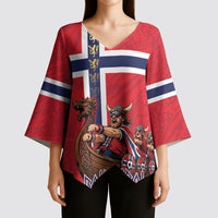 Custom Norway Viking Row - Alt for Norge Kimono Sleeve Blouse Norge Football Supporter Flag Edition