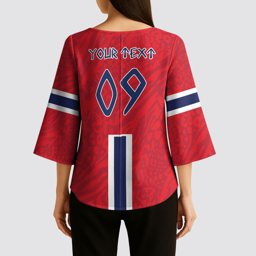 Custom Norway Viking Row - Alt for Norge Kimono Sleeve Blouse Norge Football Supporter Flag Edition