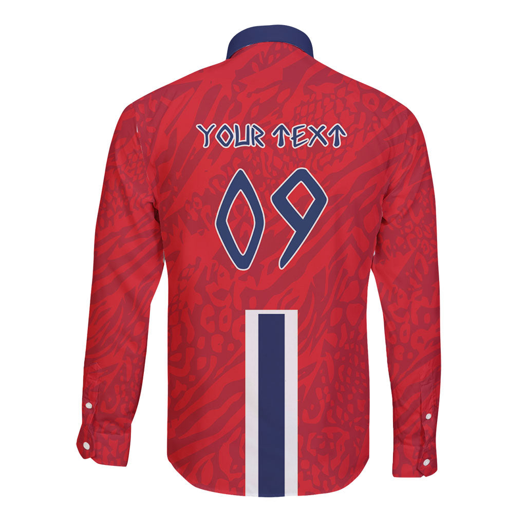 Custom Norway Viking Row - Alt for Norge Long Sleeve Button Shirt Norge Football Supporter Flag Edition