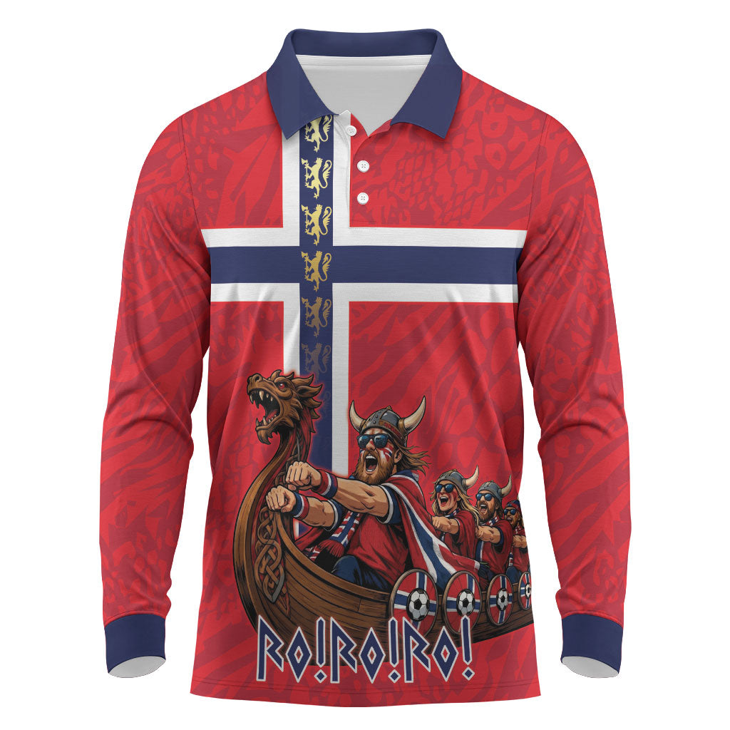 Custom Norway Viking Row - Alt for Norge Long Sleeve Polo Shirt Norge Football Supporter Flag Edition