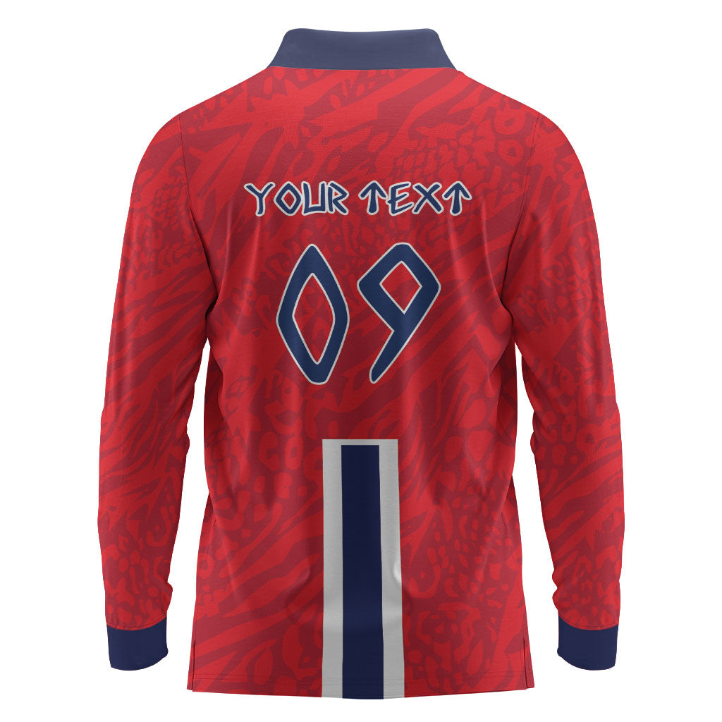Custom Norway Viking Row - Alt for Norge Long Sleeve Polo Shirt Norge Football Supporter Flag Edition
