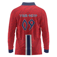 Custom Norway Viking Row - Alt for Norge Long Sleeve Polo Shirt Norge Football Supporter Flag Edition