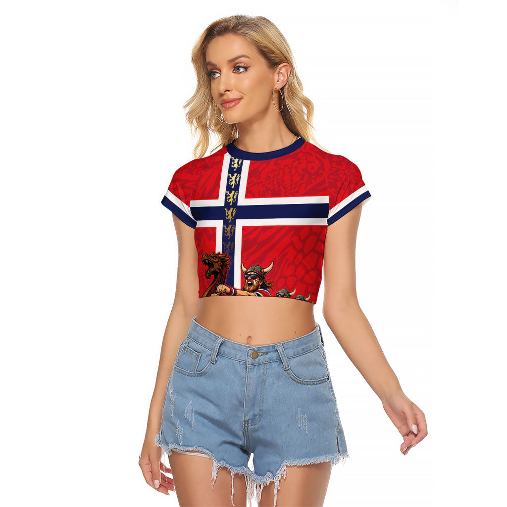 Custom Norway Viking Row - Alt for Norge Raglan Cropped T Shirt Norge Football Supporter Flag Edition