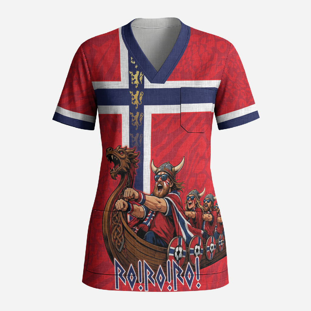 Custom Norway Viking Row - Alt for Norge Scrub Top Norge Football Supporter Flag Edition