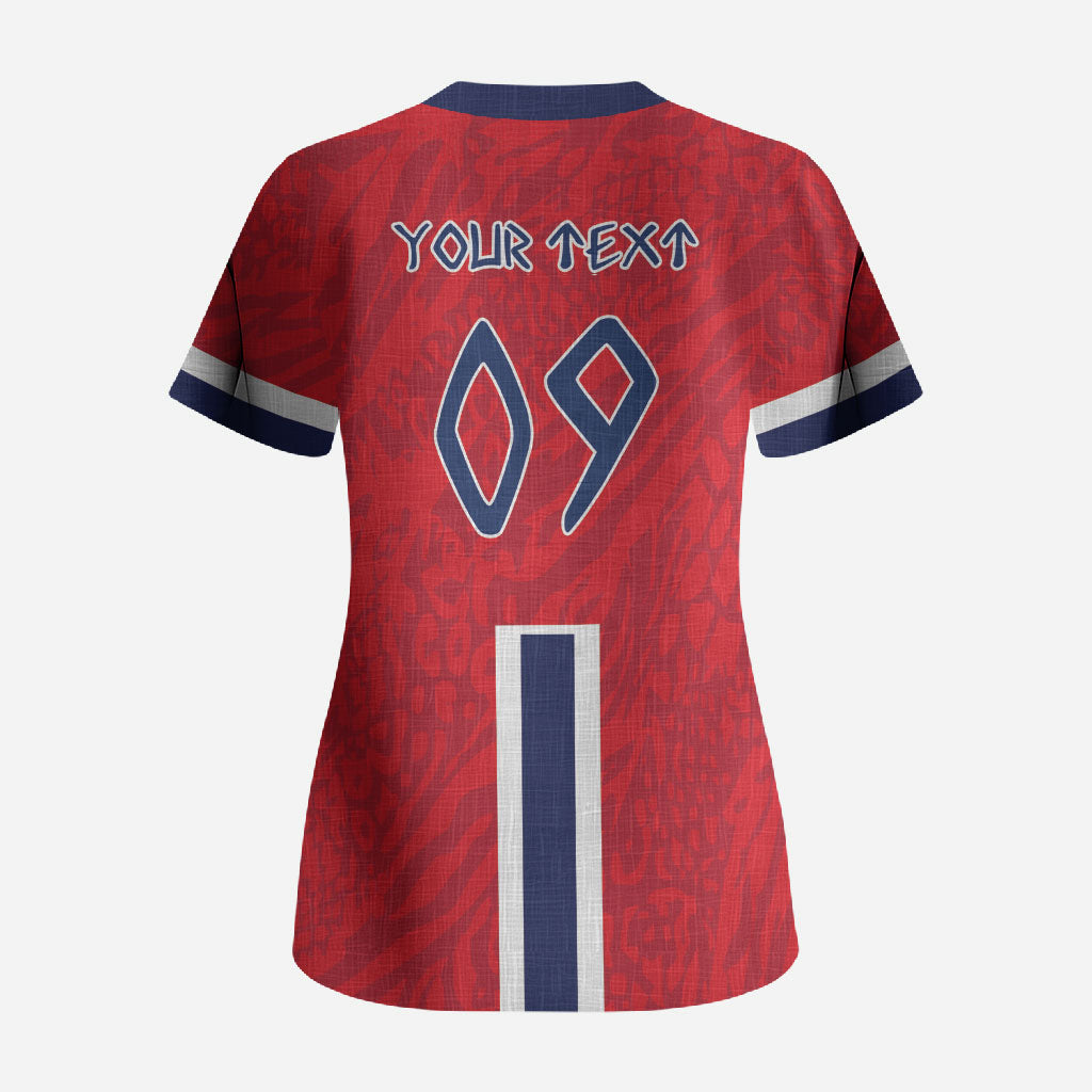 Custom Norway Viking Row - Alt for Norge Scrub Top Norge Football Supporter Flag Edition