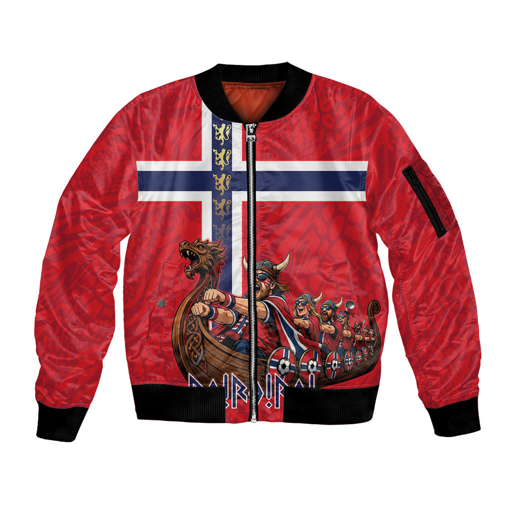 Custom Norway Viking Row - Alt for Norge Sleeve Zip Bomber Jacket Norge Football Supporter Flag Edition