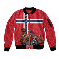 Custom Norway Viking Row - Alt for Norge Sleeve Zip Bomber Jacket Norge Football Supporter Flag Edition