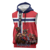 Custom Norway Viking Row - Alt for Norge Sleeveless Hoodie Norge Football Supporter Flag Edition