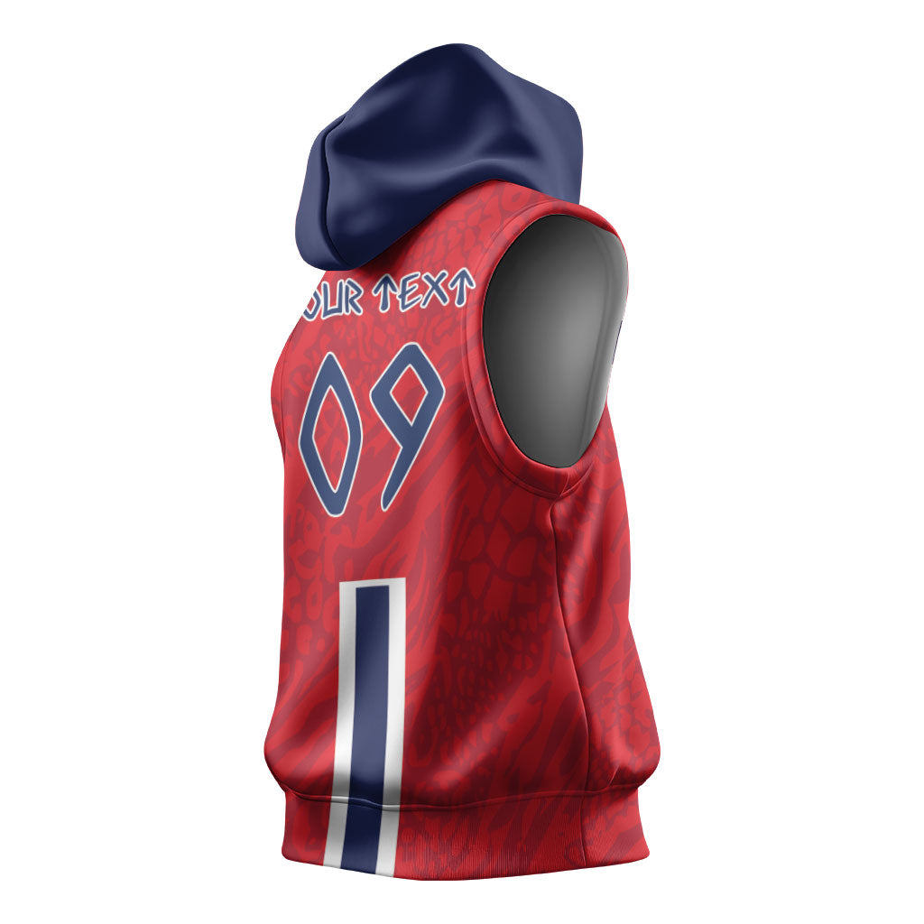 Custom Norway Viking Row - Alt for Norge Sleeveless Hoodie Norge Football Supporter Flag Edition