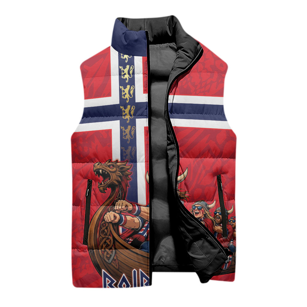 Custom Norway Viking Row - Alt for Norge Sleeveless Puffer Jacket Norge Football Supporter Flag Edition
