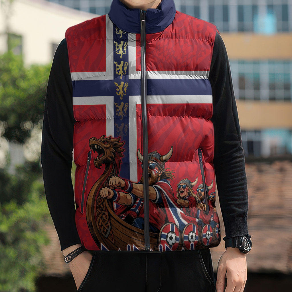 Custom Norway Viking Row - Alt for Norge Sleeveless Puffer Jacket Norge Football Supporter Flag Edition