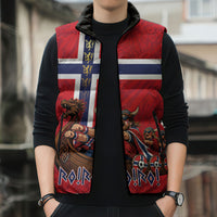 Custom Norway Viking Row - Alt for Norge Sleeveless Puffer Jacket Norge Football Supporter Flag Edition