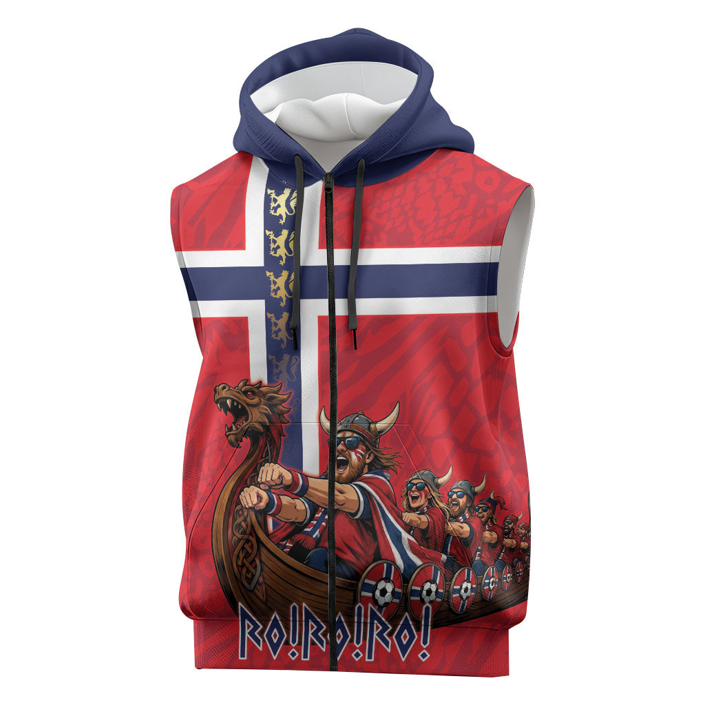 Custom Norway Viking Row - Alt for Norge Sleeveless Zip Hoodie Norge Football Supporter Flag Edition