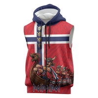 Custom Norway Viking Row - Alt for Norge Sleeveless Zip Hoodie Norge Football Supporter Flag Edition