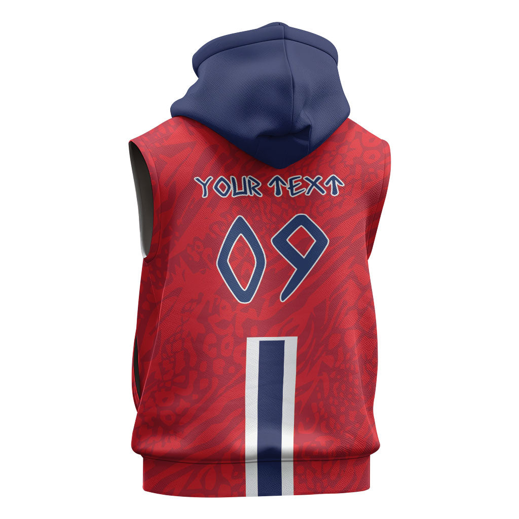 Custom Norway Viking Row - Alt for Norge Sleeveless Zip Hoodie Norge Football Supporter Flag Edition