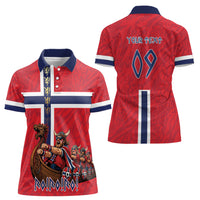 Custom Norway Viking Row - Alt for Norge Women Polo Shirt Norge Football Supporter Flag Edition