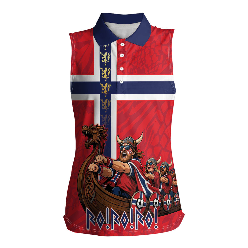 Custom Norway Viking Row - Alt for Norge Women Sleeveless Polo Shirt Norge Football Supporter Flag Edition