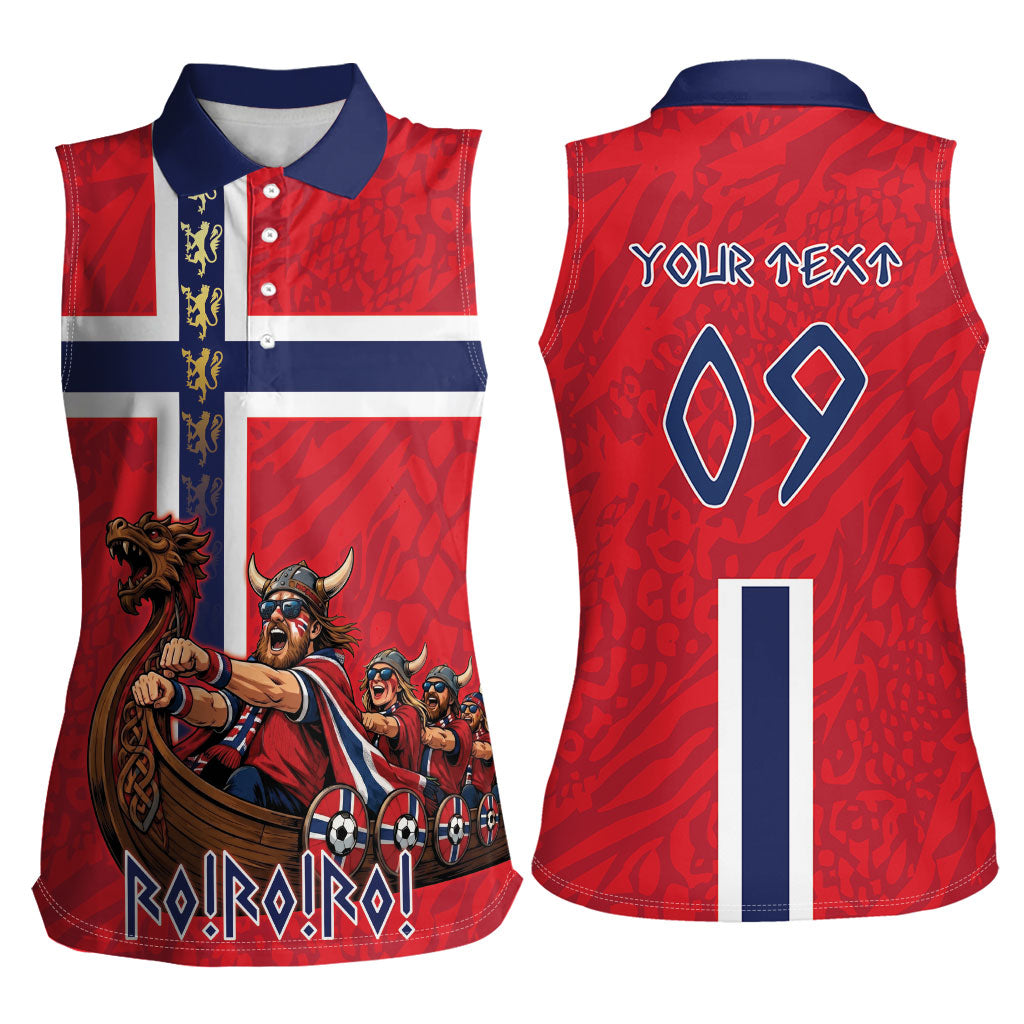Custom Norway Viking Row - Alt for Norge Women Sleeveless Polo Shirt Norge Football Supporter Flag Edition