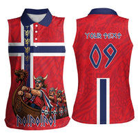 Custom Norway Viking Row - Alt for Norge Women Sleeveless Polo Shirt Norge Football Supporter Flag Edition