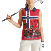Custom Norway Viking Row - Alt for Norge Women Sleeveless Polo Shirt Norge Football Supporter Flag Edition