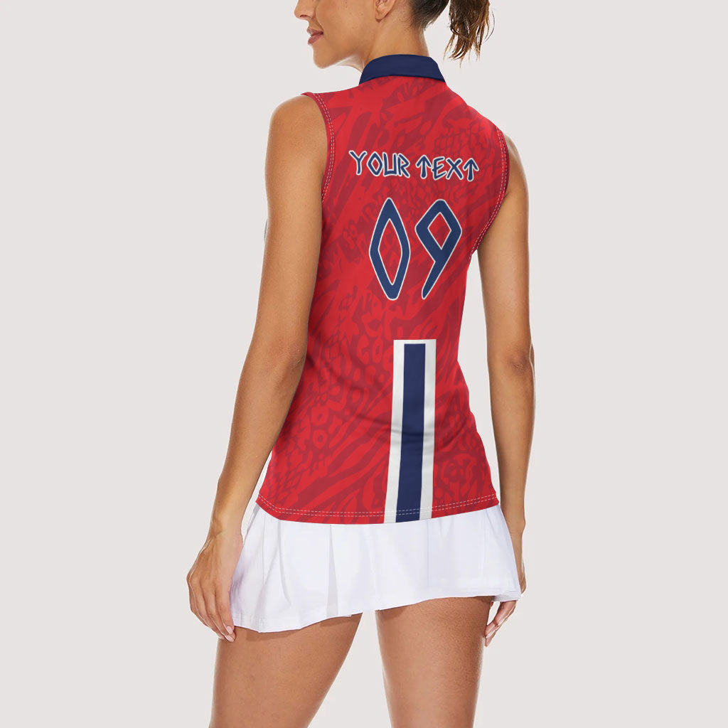 Custom Norway Viking Row - Alt for Norge Women Sleeveless Polo Shirt Norge Football Supporter Flag Edition