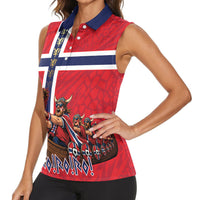 Custom Norway Viking Row - Alt for Norge Women Sleeveless Polo Shirt Norge Football Supporter Flag Edition