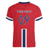 Custom Norway Viking Row - Alt for Norge Women V-Neck T-Shirt Norge Football Supporter Flag Edition