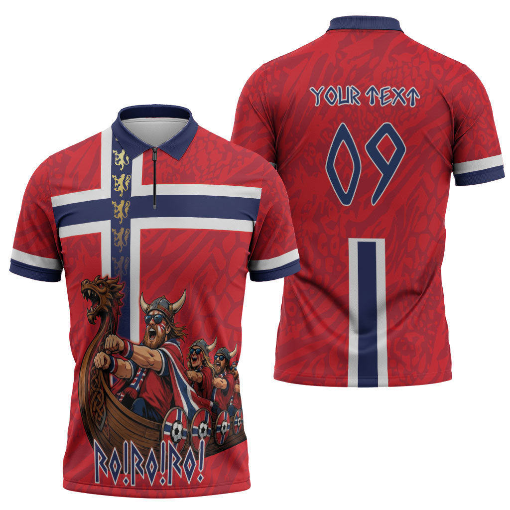 Custom Norway Viking Row - Alt for Norge Zipper Polo Shirt Norge Football Supporter Flag Edition